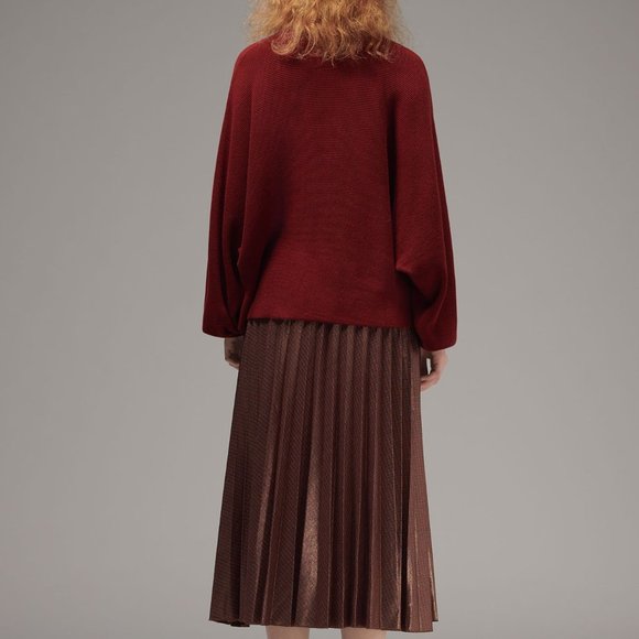 Ladies' Mock Collar Sweater MERLOT (LYK-011) - Picture 7 of 7